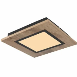 Lampes En Bois-Luminaires Globo Lighting Plafonnier Globo LEA LED Couleur bois, Noir, 1 lumière