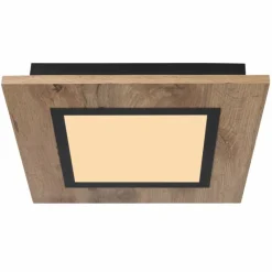 Lampes En Bois-Luminaires Globo Lighting Plafonnier Globo LEA LED Couleur bois, Noir, 1 lumière