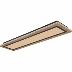 Lampes En Bois-Luminaires Globo Lighting Plafonnier Globo LEA LED Couleur bois, Noir, 1 lumière, Télécommandes