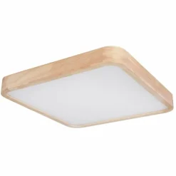 Lampes En Bois-Luminaires Globo Lighting Plafonnier Globo LEANARA LED Bois clair, Blanc, 1 lumière, Télécommandes