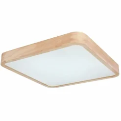 Lampes En Bois-Luminaires Globo Lighting Plafonnier Globo LEANARA LED Bois clair, Blanc, 1 lumière, Télécommandes