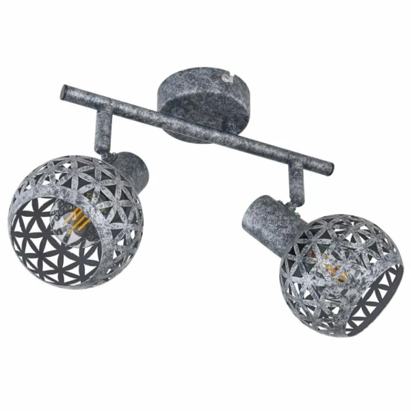 Lampes Vintages & Rétros-Luminaires Globo Lighting Plafonnier Globo LELA Argent Oxydé, 2 lumières