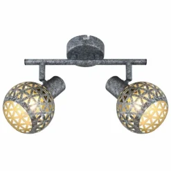 Lampes Vintages & Rétros-Luminaires Globo Lighting Plafonnier Globo LELA Argent Oxydé, 2 lumières