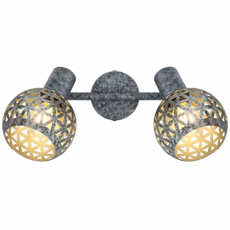 Lampes Vintages & Rétros-Luminaires Globo Lighting Plafonnier Globo LELA Argent Oxydé, 2 lumières