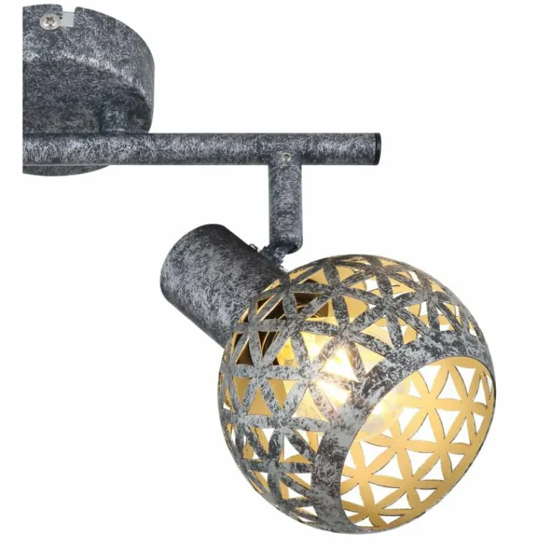 Lampes Vintages & Rétros-Luminaires Globo Lighting Plafonnier Globo LELA Argent Oxydé, 2 lumières
