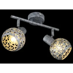 Lampes Vintages & Rétros-Luminaires Globo Lighting Plafonnier Globo LELA Argent Oxydé, 2 lumières