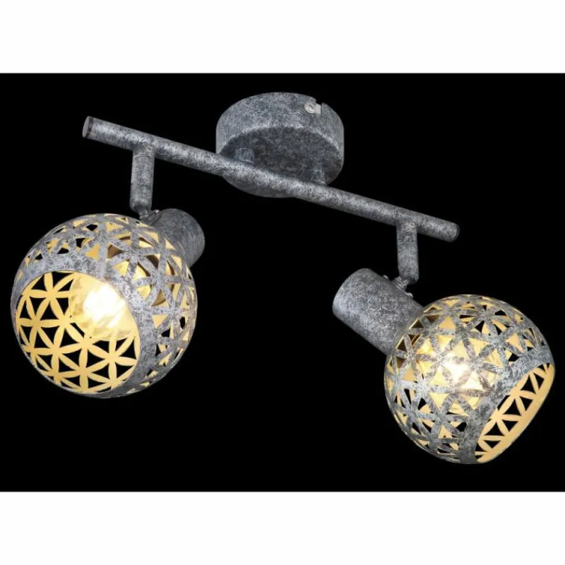 Lampes Vintages & Rétros-Luminaires Globo Lighting Plafonnier Globo LELA Argent Oxydé, 2 lumières