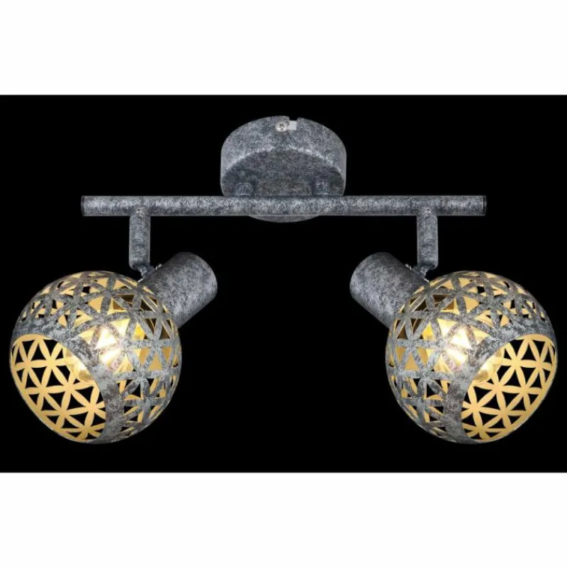 Lampes Vintages & Rétros-Luminaires Globo Lighting Plafonnier Globo LELA Argent Oxydé, 2 lumières