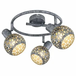 Lampes Vintages & Rétros-Luminaires Globo Lighting Plafonnier Globo LELA Argent Oxydé, 3 lumières