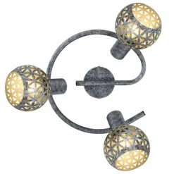 Lampes Vintages & Rétros-Luminaires Globo Lighting Plafonnier Globo LELA Argent Oxydé, 3 lumières