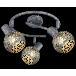 Lampes Vintages & Rétros-Luminaires Globo Lighting Plafonnier Globo LELA Argent Oxydé, 3 lumières