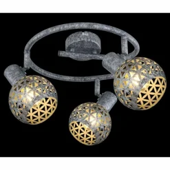 Lampes Vintages & Rétros-Luminaires Globo Lighting Plafonnier Globo LELA Argent Oxydé, 3 lumières