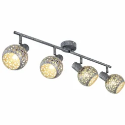 Lampes Vintages & Rétros-Luminaires Globo Lighting Plafonnier Globo LELA Argent Oxydé, 4 lumières