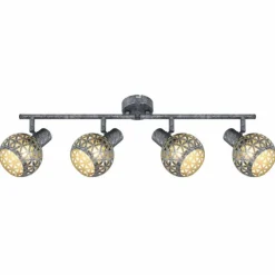 Lampes Vintages & Rétros-Luminaires Globo Lighting Plafonnier Globo LELA Argent Oxydé, 4 lumières