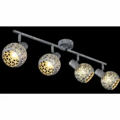 Lampes Vintages & Rétros-Luminaires Globo Lighting Plafonnier Globo LELA Argent Oxydé, 4 lumières