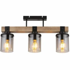 Suspension Verre Fumé-Luminaires Globo Lighting Plafonnier Globo LILA Brun, Noir, 3 lumières