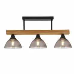 Suspension Verre Fumé-Luminaires Globo Lighting Plafonnier Globo LINDI Écru, Noir, 3 lumières