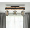 Suspension Verre Fumé-Luminaires Globo Lighting Plafonnier Globo LOREY Bois foncé, Noir, 3 lumières