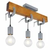 Lampes Industrielles-Luminaires Globo Lighting Plafonnier Globo LUDI Gris, Bois foncé, 3 lumières
