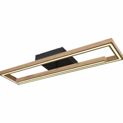 Lampes En Bois-Luminaires Globo Lighting Plafonnier Globo MANDERA LED Noir, 1 lumière