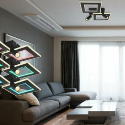 Luminaires Globo Lighting Plafonnier Globo MARIAN LED Noir, 1 lumière, Télécommandes, Changeur de couleurs* Éclairage Led