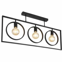 Lampes Industrielles-Luminaires Globo Lighting Plafonnier Globo MARKUS Noir, 3 lumières