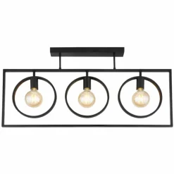 Lampes Industrielles-Luminaires Globo Lighting Plafonnier Globo MARKUS Noir, 3 lumières