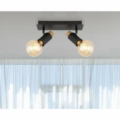 Lampes En Bois-Luminaires Globo Lighting Plafonnier Globo MATTI Écru, Noir, 2 lumières