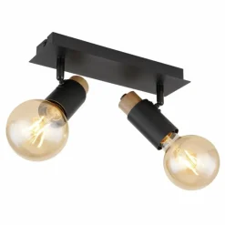 Lampes En Bois-Luminaires Globo Lighting Plafonnier Globo MATTI Écru, Noir, 2 lumières
