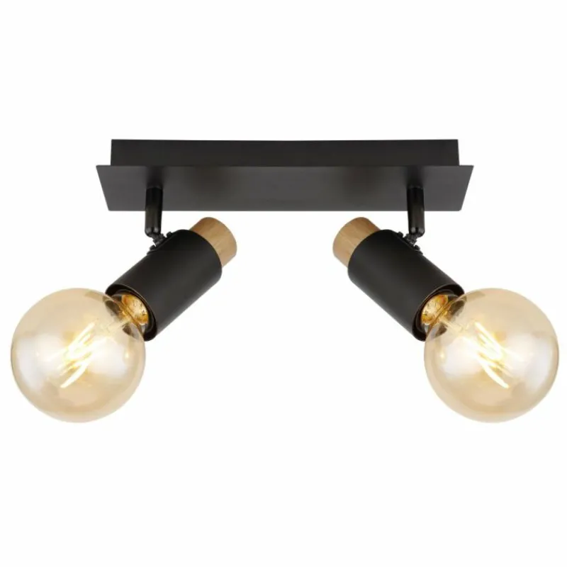 Lampes En Bois-Luminaires Globo Lighting Plafonnier Globo MATTI Écru, Noir, 2 lumières