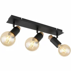 Lampes En Bois-Luminaires Globo Lighting Plafonnier Globo MATTI Écru, Noir, 3 lumières