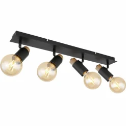 Lampes En Bois-Luminaires Globo Lighting Plafonnier Globo MATTI Écru, Noir, 4 lumières