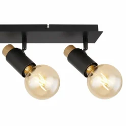 Lampes En Bois-Luminaires Globo Lighting Plafonnier Globo MATTI Écru, Noir, 4 lumières