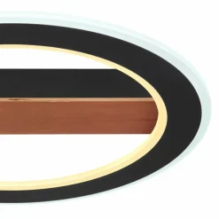 Lampes En Bois-Luminaires Globo Lighting Plafonnier Globo MATTIA LED Bois foncé, Noir, 1 lumière