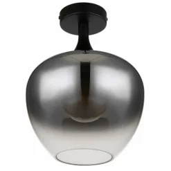 Suspension Verre Fumé-Luminaires Globo Lighting Plafonnier Globo MAXY Noir, 1 lumière