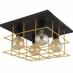 Lampes Dorées-Luminaires Globo Lighting Plafonnier Globo MERRIL Noir, 4 lumières