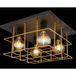 Lampes Dorées-Luminaires Globo Lighting Plafonnier Globo MERRIL Noir, 4 lumières