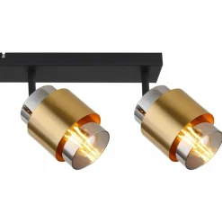 Suspension Verre Fumé-Luminaires Globo Lighting Plafonnier Globo MILLEY Laiton, Noir, 4 lumières