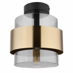 Suspension Verre Fumé-Luminaires Globo Lighting Plafonnier Globo MILLEY Noir, 1 lumière