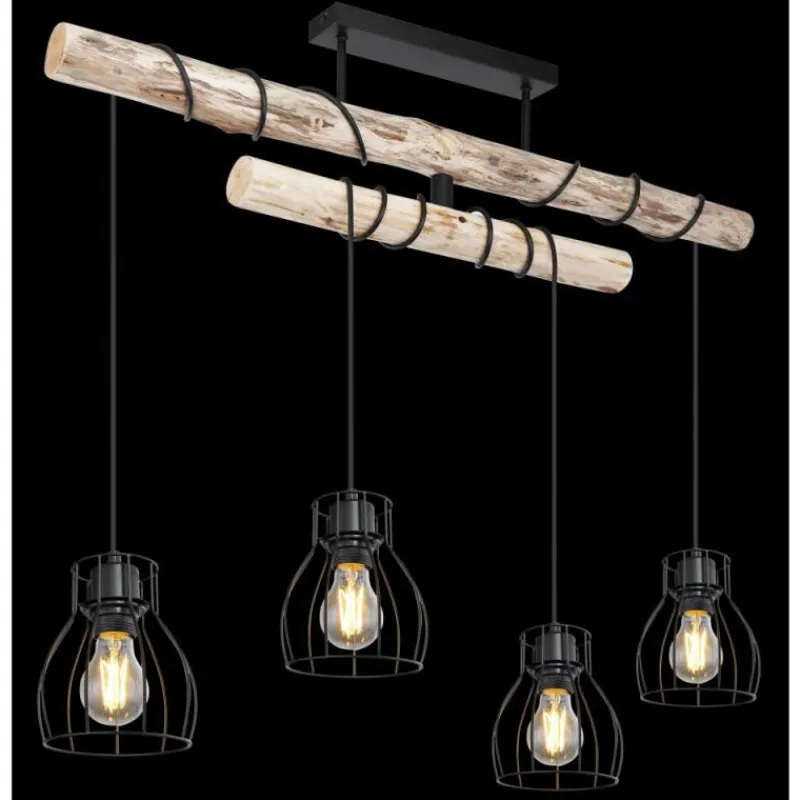 Luminaires Scandinaves-Luminaires Globo Lighting Plafonnier Globo MINA Noir, 4 lumières