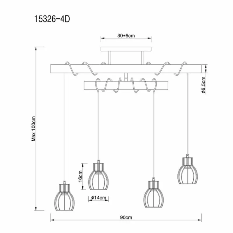 Luminaires Scandinaves-Luminaires Globo Lighting Plafonnier Globo MINA Noir, 4 lumières