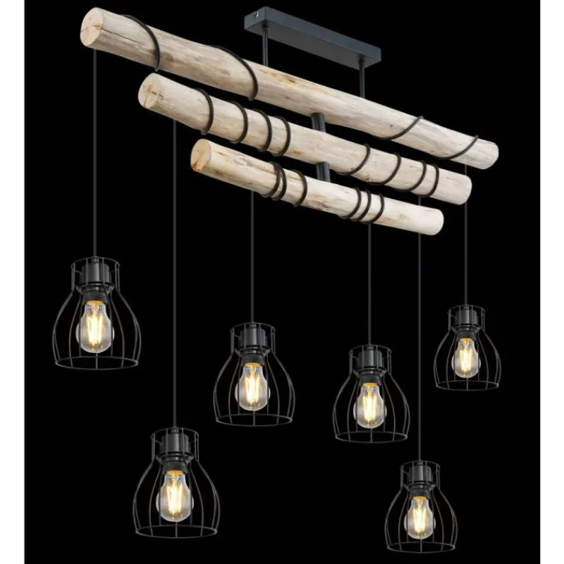 Luminaires Scandinaves-Luminaires Globo Lighting Plafonnier Globo MINA Noir, 6 lumières