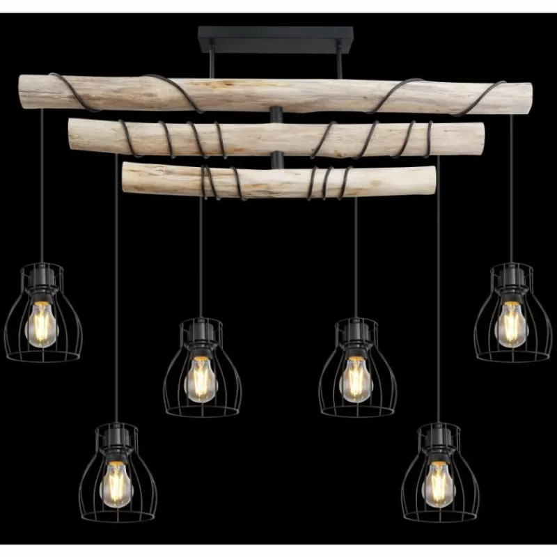 Luminaires Scandinaves-Luminaires Globo Lighting Plafonnier Globo MINA Noir, 6 lumières