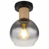 Suspension Verre Fumé-Luminaires Globo Lighting Plafonnier Globo MOITAS Couleur bois, Noir, 1 lumière