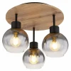 Suspension Verre Fumé-Luminaires Globo Lighting Plafonnier Globo MOITAS Couleur bois, Noir, 3 lumières