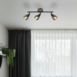 Suspension Verre Fumé-Luminaires Globo Lighting Plafonnier Globo MUBBY Noir, 3 lumières