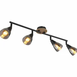 Suspension Verre Fumé-Luminaires Globo Lighting Plafonnier Globo MUBBY Noir, 4 lumières