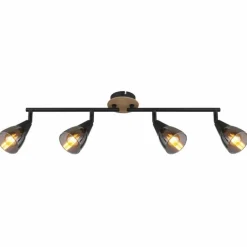 Suspension Verre Fumé-Luminaires Globo Lighting Plafonnier Globo MUBBY Noir, 4 lumières