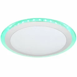 Luminaires Globo Lighting Plafonnier Globo NICOLE II Transparent, Blanc, 1 lumière, Changeur de couleurs