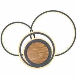 Lampes En Bois-Luminaires Globo Lighting Plafonnier Globo NIRRA LED Bois foncé, Noir, 1 lumière
